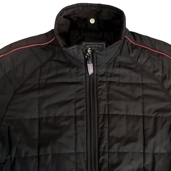 Vintage Women’s Ski Jacket Snow Jacket Puffer 70s 80s Racer Stripe Black Red M L - Picture 2 of 9